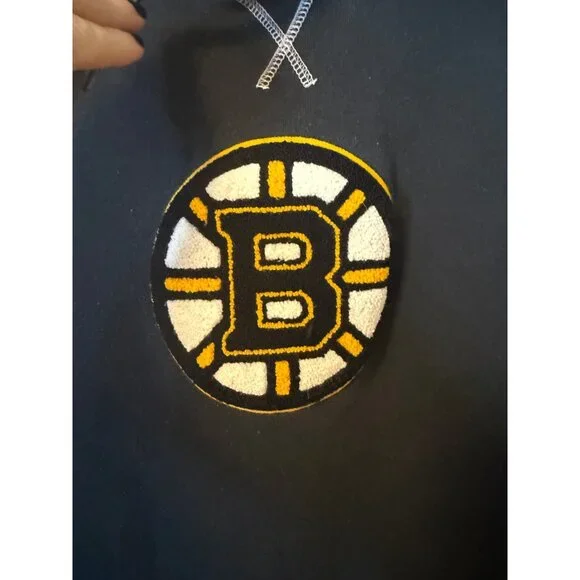 Boston Bruins Majestic NHL Hoodie Sweatshirt Waffle Knit Lined Size L Eastern Co - Picture 5 of 16